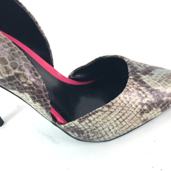 Guess Faux Snakes Skin Cut Away Stilettos with Hot Pink Heels - Picture 3 of 4